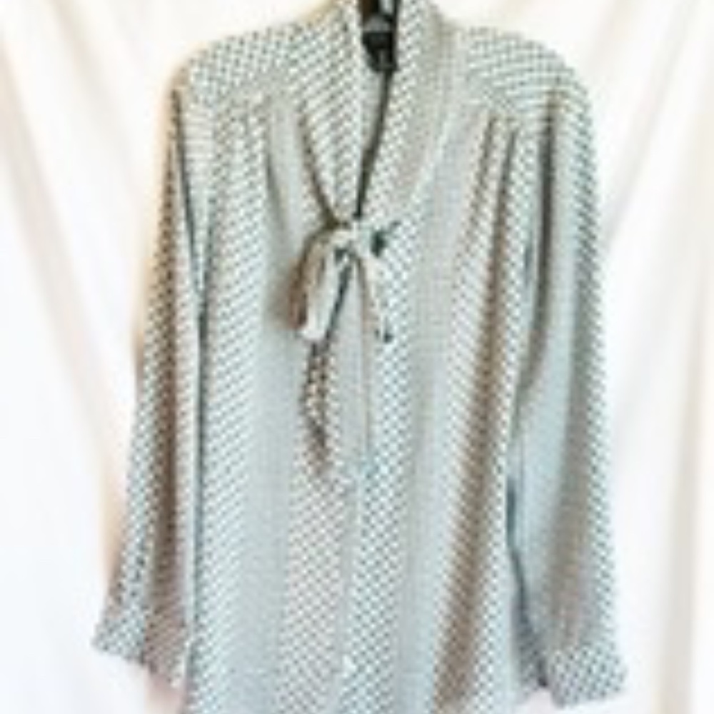 Rachel Zoe Geometric Pattern Blouse w/Tie Collar